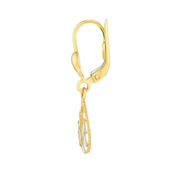 Two-Tone Filigree Teardrop Dangle Earrings Image 3 Peter & Co. Jewelers Avon Lake, OH