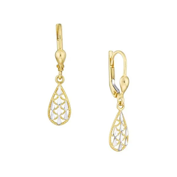 Two-Tone Filigree Teardrop Dangle Earrings Peter & Co. Jewelers Avon Lake, OH