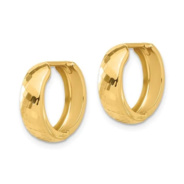 Diamond Cut Huggie Hoop Earrings Image 2 Peter & Co. Jewelers Avon Lake, OH