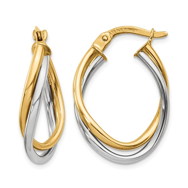 Two-Tone Polished Oval Hoop Earrings Peter & Co. Jewelers Avon Lake, OH
