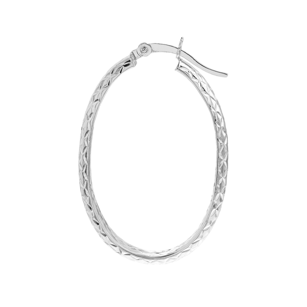 Diamond Cut Oval Hoop Earrings Image 2 Peter & Co. Jewelers Avon Lake, OH
