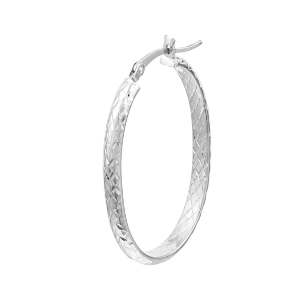 Diamond Cut Oval Hoop Earrings Image 3 Peter & Co. Jewelers Avon Lake, OH
