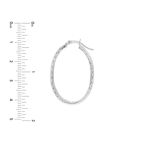 Diamond Cut Oval Hoop Earrings Image 4 Peter & Co. Jewelers Avon Lake, OH