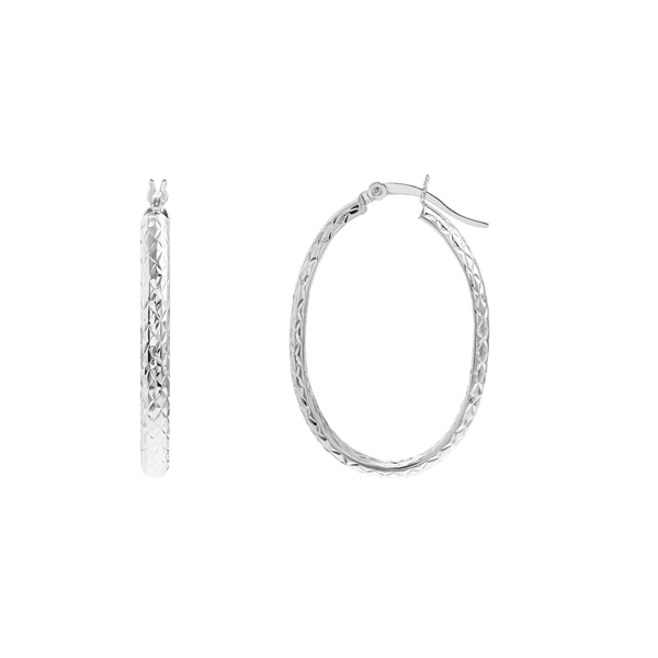 Diamond Cut Oval Hoop Earrings Peter & Co. Jewelers Avon Lake, OH