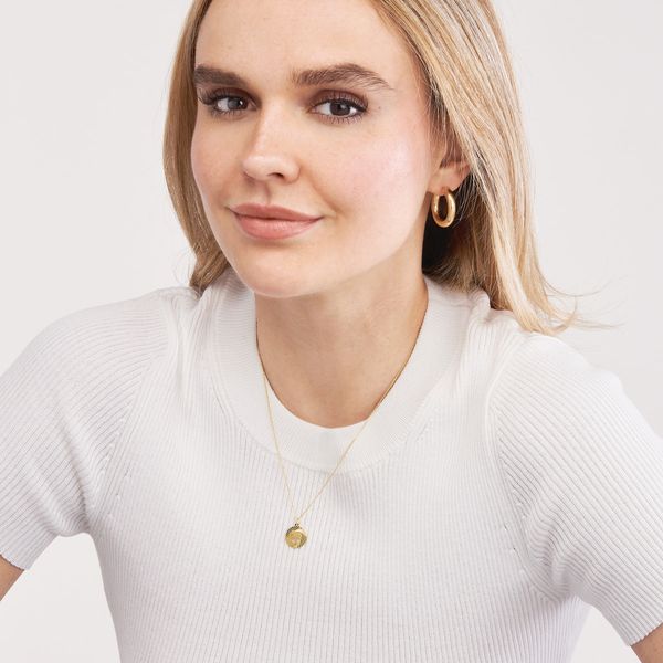 Fluted Palm Tree Medallion Necklace Image 4 Peter & Co. Jewelers Avon Lake, OH