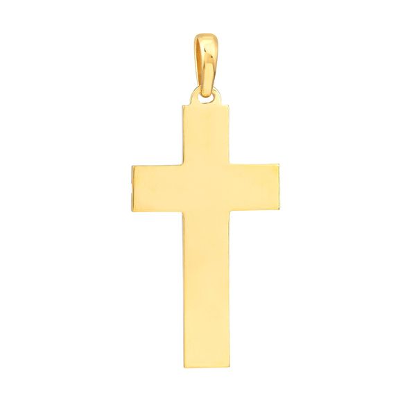 Yellow Gold Grooved Cross Pendant Image 3 Peter & Co. Jewelers Avon Lake, OH