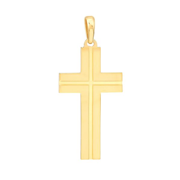 Yellow Gold Grooved Cross Pendant Peter & Co. Jewelers Avon Lake, OH