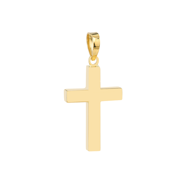 Yellow Gold Fluted Bar Cross Pendant Image 4 Peter & Co. Jewelers Avon Lake, OH