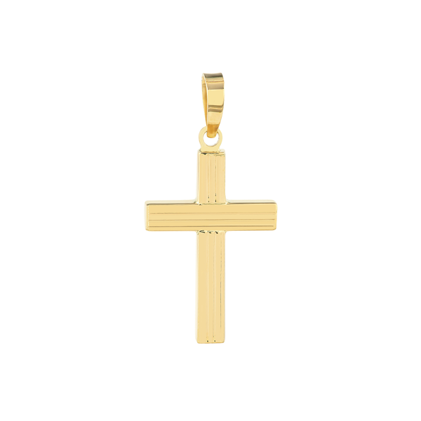 Yellow Gold Fluted Bar Cross Pendant Peter & Co. Jewelers Avon Lake, OH