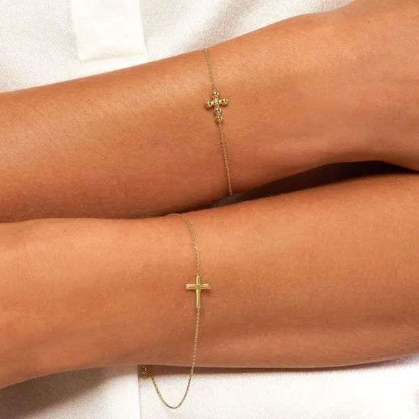 Sideways Mini Cross Adjustable Bracelet Image 3 Peter & Co. Jewelers Avon Lake, OH