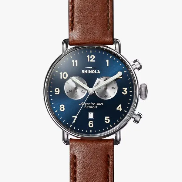 Shinola Canfield Chrono 43mm Blue Peter & Co. Jewelers Avon Lake, OH