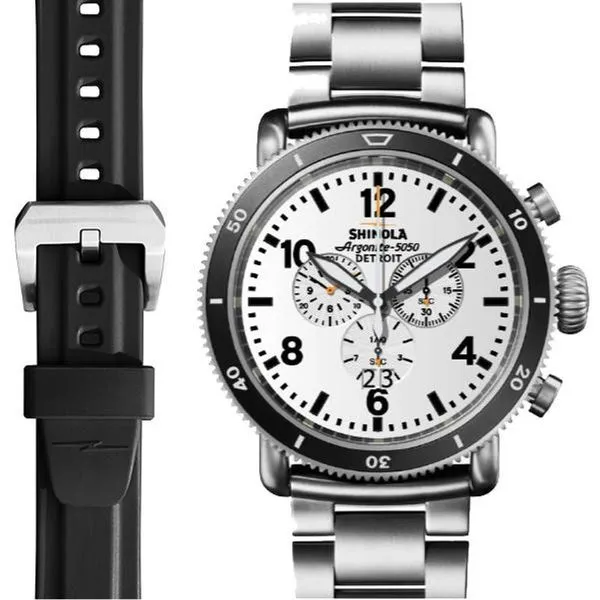 Shinola Runwell Sport Chrono 48mm White Hurricane Gift Set Peter & Co. Jewelers Avon Lake, OH