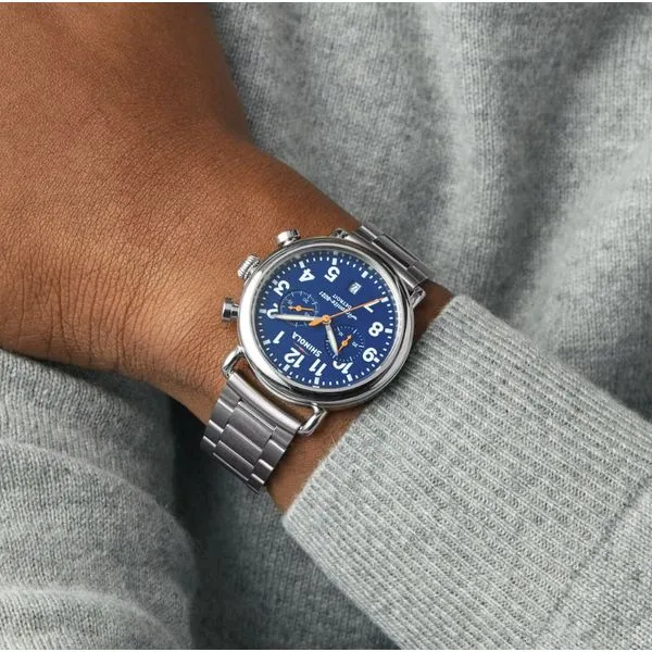 Shinola Runwell 2 Eye Chrono 41mm Royal Blue Dial Image 5 Peter & Co. Jewelers Avon Lake, OH