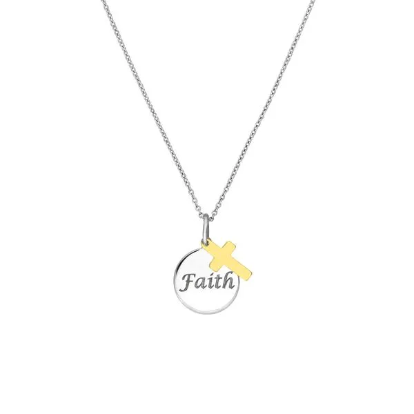 Faith Disc with Cross Necklace Image 2 Peter & Co. Jewelers Avon Lake, OH