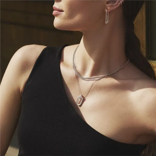 Ania Haie Silver Oval Hoop Pendant Necklace Image 3 Peter & Co. Jewelers Avon Lake, OH