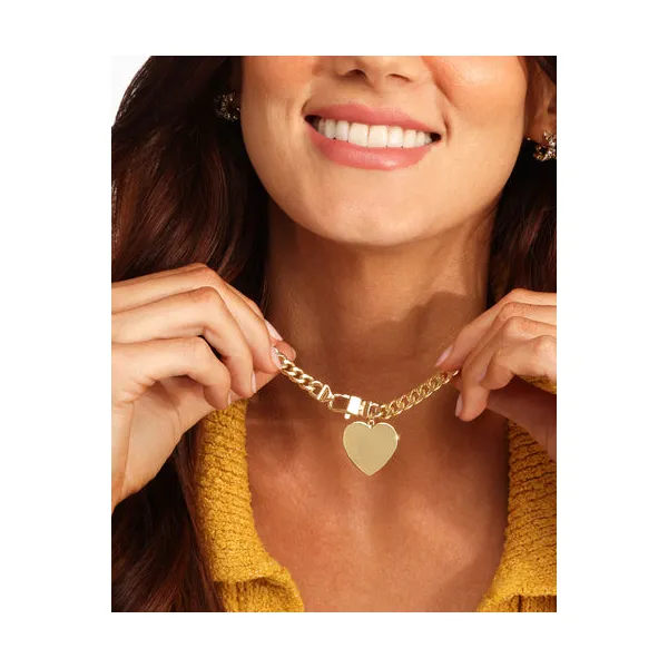 Melinda Maria Julian XL Heart Cuban Chain Necklace 16
