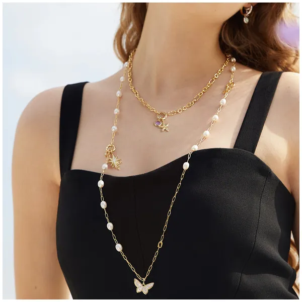 Ania Haie Gold Pearl Chain Charm Connector Necklace Image 2 Peter & Co. Jewelers Avon Lake, OH