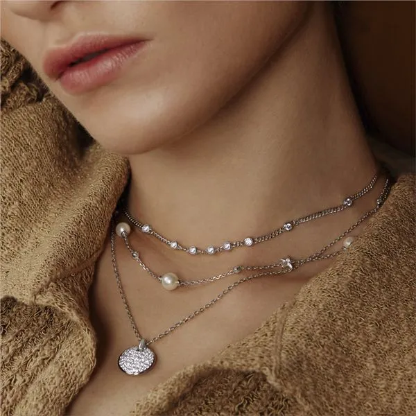 Ania Haie Silver Multi Station Round Stone Chain Necklace Image 2 Peter & Co. Jewelers Avon Lake, OH