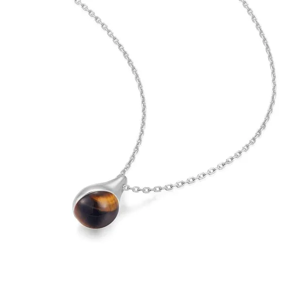 Ania Haie Silver Tiger Eye Droplet Pendant Necklace Image 2 Peter & Co. Jewelers Avon Lake, OH