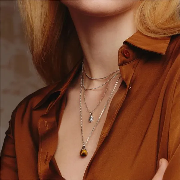 Ania Haie Silver Tiger Eye Droplet Pendant Necklace Image 4 Peter & Co. Jewelers Avon Lake, OH