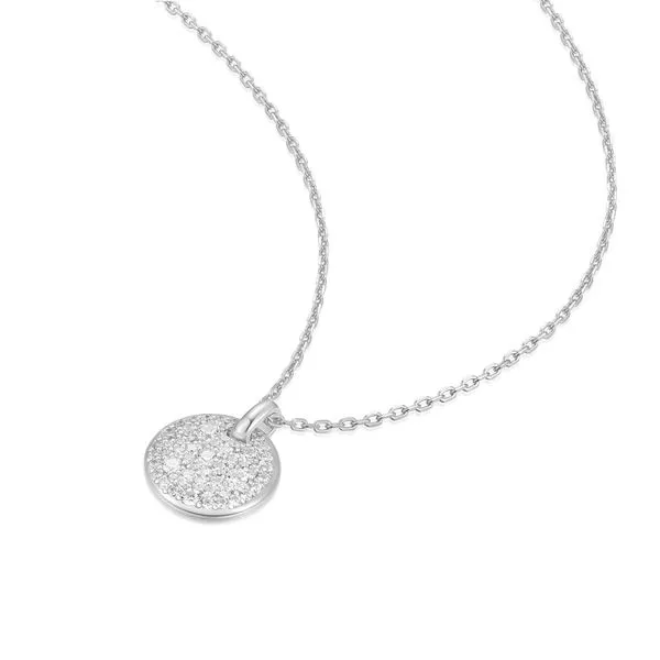 Ania Haie Silver Large Pavé Disc Necklace Image 2 Peter & Co. Jewelers Avon Lake, OH