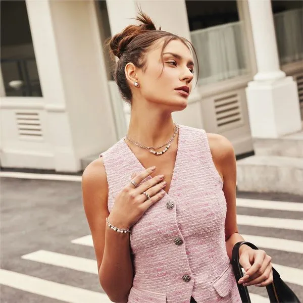Ania Haie Two-Tone Sparkling Braided Shell Pearl Necklace Image 3 Peter & Co. Jewelers Avon Lake, OH
