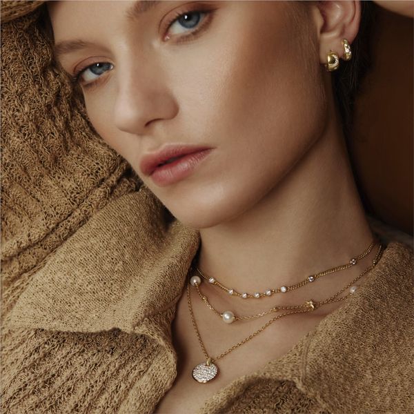 Ania Haie Gold Multi Station Round Stone Chain Necklace Image 2 Peter & Co. Jewelers Avon Lake, OH