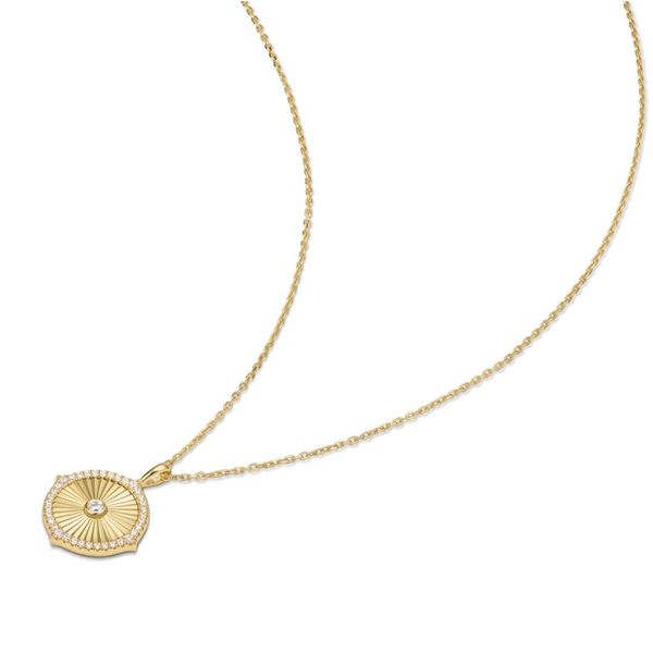 Ania Haie Gold Diamond-Cut Sunny Disc Necklace Image 2 Peter & Co. Jewelers Avon Lake, OH