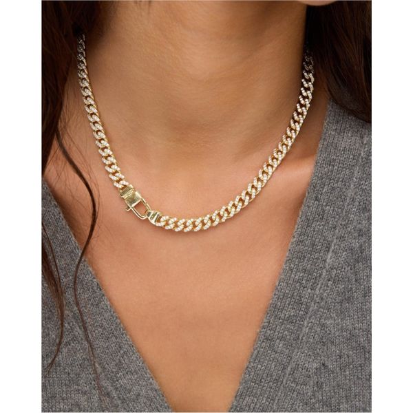 Melinda Maria Pavé Julian Cuban Chain Necklace 6.8mm Image 4 Peter & Co. Jewelers Avon Lake, OH