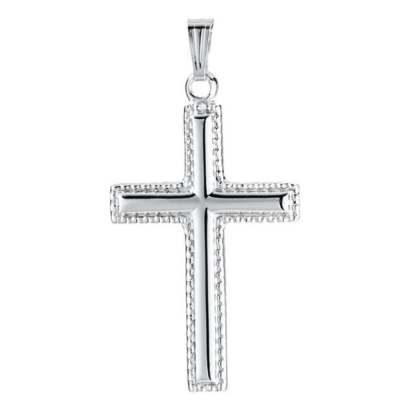 Sterling Silver Beaded Edge Cross Necklace Peter & Co. Jewelers Avon Lake, OH