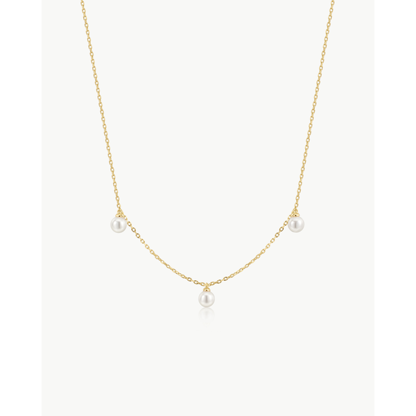 Gold Triple Shell Pearl Station Necklace Peter & Co. Jewelers Avon Lake, OH