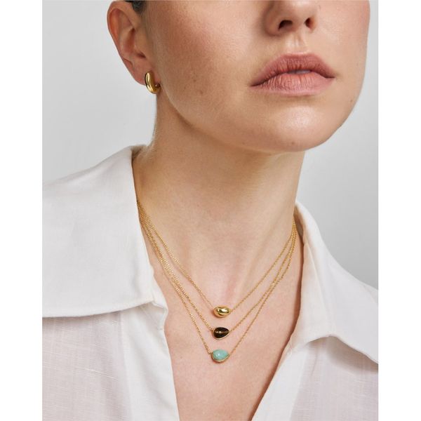 Ania Haie Gold Bezel Amazonite Organic Dome Pebble Necklace Image 2 Peter & Co. Jewelers Avon Lake, OH
