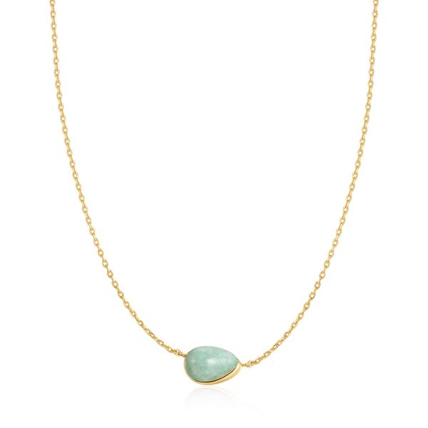 Ania Haie Gold Bezel Amazonite Organic Dome Pebble Necklace Peter & Co. Jewelers Avon Lake, OH
