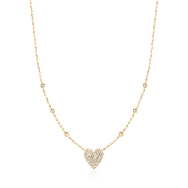 Ania Haie Gold Pavé Heart with Bezel Station Necklace Peter & Co. Jewelers Avon Lake, OH