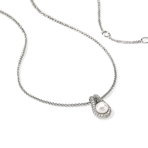John Hardy Surf Pendant Necklace, Sterling Silver, Pearl, Diamonds Image 2 Peter & Co. Jewelers Avon Lake, OH