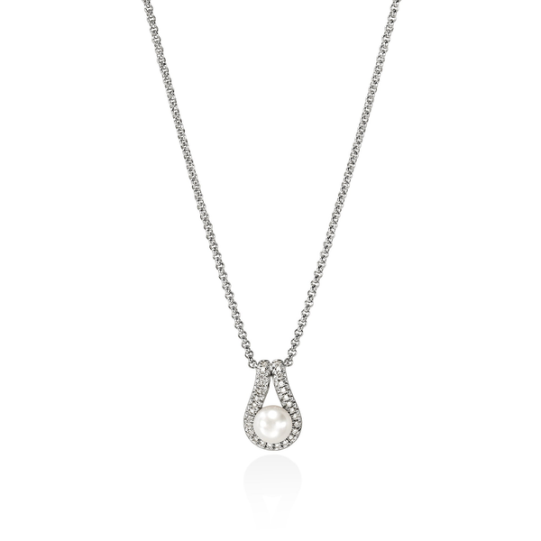 John Hardy Surf Pendant Necklace, Sterling Silver, Pearl, Diamonds Peter & Co. Jewelers Avon Lake, OH