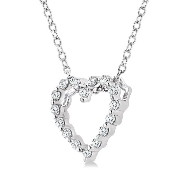 Silver Heart Shape Petite Diamond Pendant Image 2 Peter & Co. Jewelers Avon Lake, OH