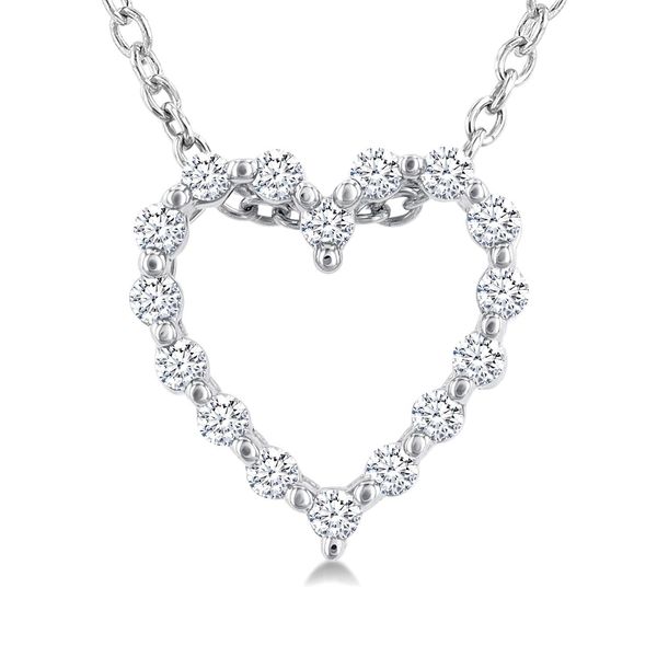 Silver Heart Shape Petite Diamond Pendant Image 3 Peter & Co. Jewelers Avon Lake, OH