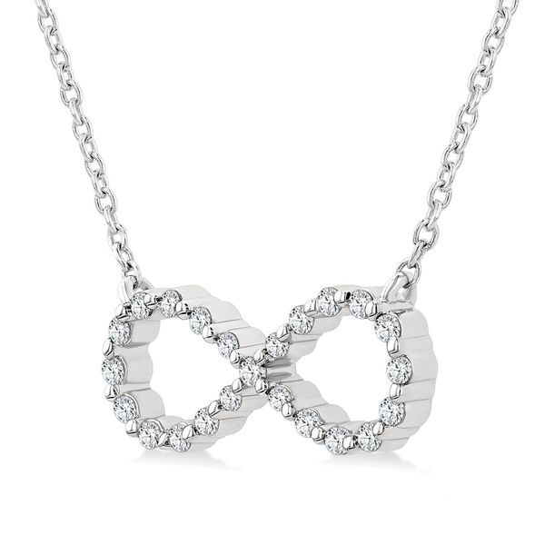 Silver Infinity Shape Petite Diamond Pendant Image 2 Peter & Co. Jewelers Avon Lake, OH