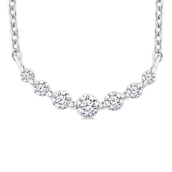 Silver Currve Bar Petite Diamond Pendant Image 3 Peter & Co. Jewelers Avon Lake, OH
