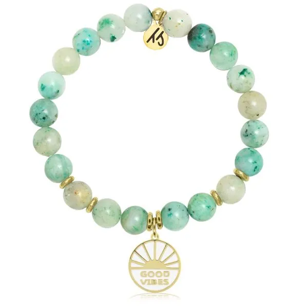 Gold Good Vibes Caribbean Quartzite Bead Bracelet Peter & Co. Jewelers Avon Lake, OH