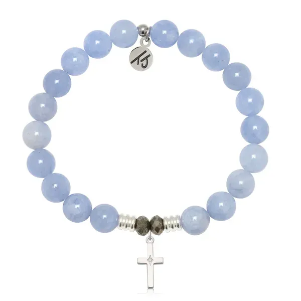Cross CZ Sky Blue Jade Bead Bracelet Peter & Co. Jewelers Avon Lake, OH