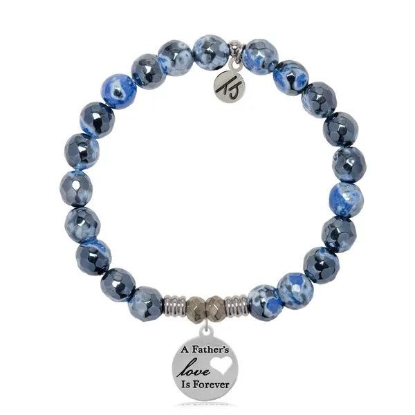 Fathers Love Denim Blue Agate Bead Bracelet Peter & Co. Jewelers Avon Lake, OH