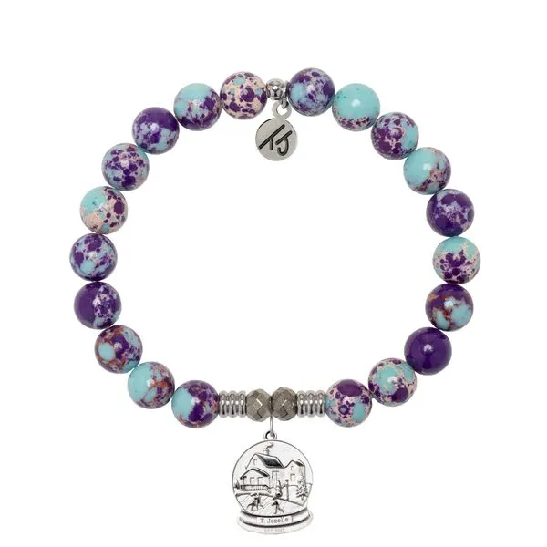 Tis The Season Snowglobe Purple Blue Jasper Bead Bracelet Peter & Co. Jewelers Avon Lake, OH