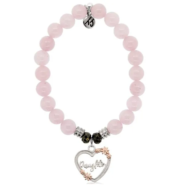 Heart Daughter Charm Rose Quartz Bead Bracelet Peter & Co. Jewelers Avon Lake, OH