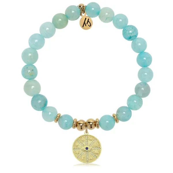 Gold Protection Aqua Fire Agate Bead Bracelet Peter & Co. Jewelers Avon Lake, OH