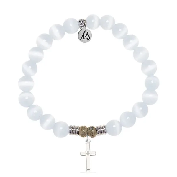 Cross CZ White Cats Eye Bead Bracelet Peter & Co. Jewelers Avon Lake, OH