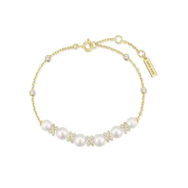 Ania Haie Gold Sparkling Braided Shell Pearl Bracelet Image 2 Peter & Co. Jewelers Avon Lake, OH