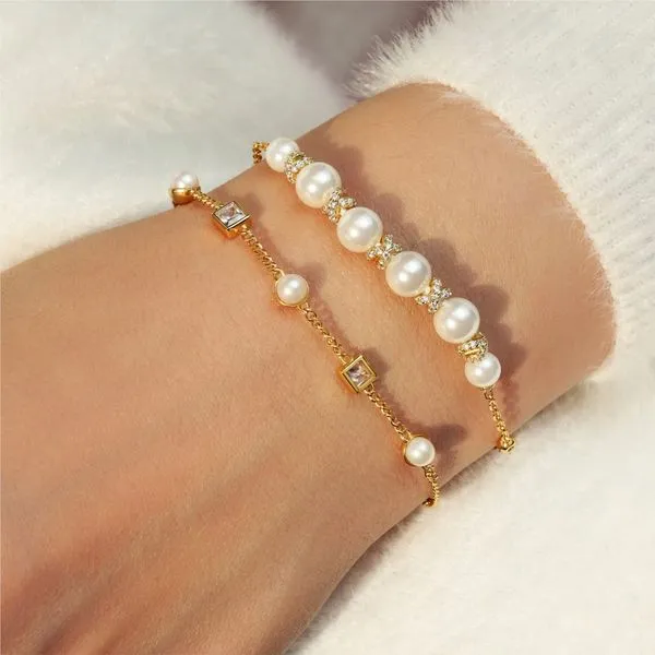 Ania Haie Gold Sparkling Braided Shell Pearl Bracelet Image 3 Peter & Co. Jewelers Avon Lake, OH