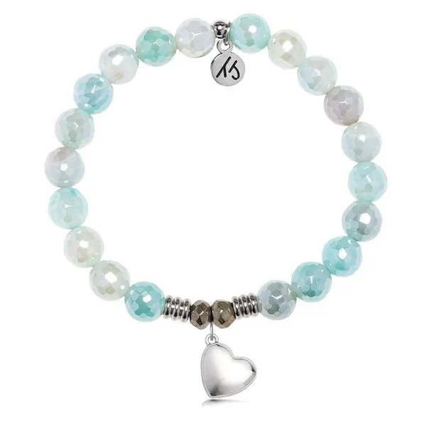 Love The Life You Live Aqua Agate Bead Bracelet Peter & Co. Jewelers Avon Lake, OH